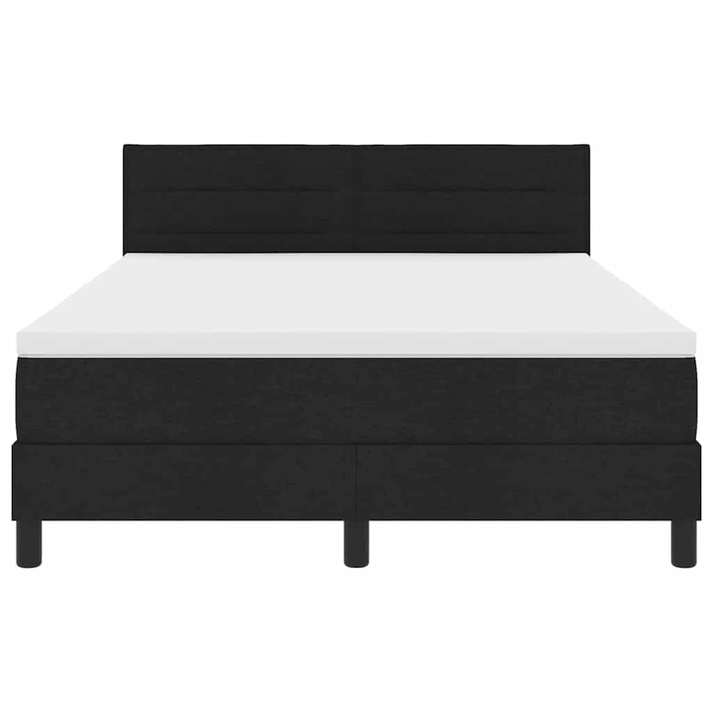 vidaXL Łóżko sprężynowe Z zagłówkiem Czarny 140 x 190 cm tkanina