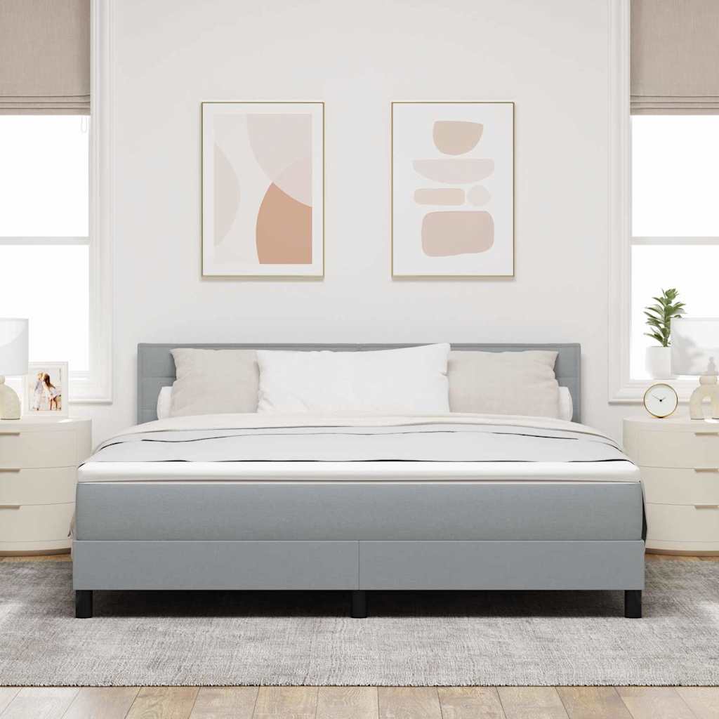 vidaXL Łóżko sprężynowe Z zagłówkiem Jasnoszary 180 x 200 cm tkanina