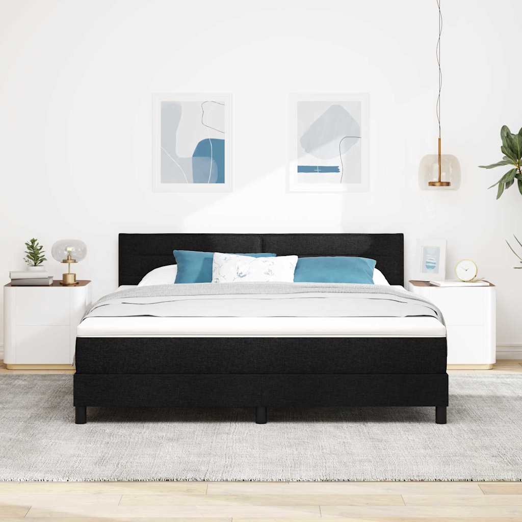 vidaXL Łóżko sprężynowe Z zagłówkiem Czarny 180 x 200 cm tkanina