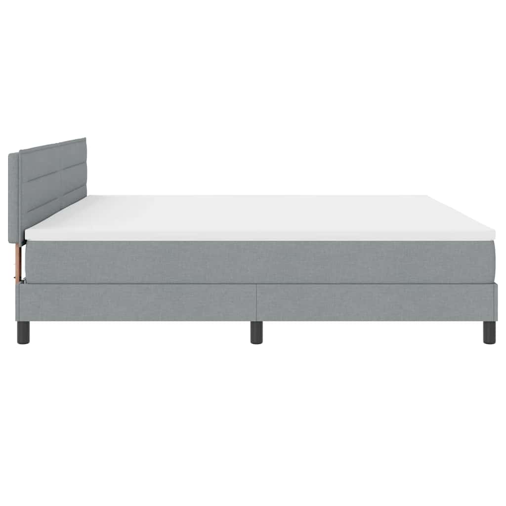 vidaXL Łóżko sprężynowe Z zagłówkiem Jasnoszary 200 x 200 cm tkanina