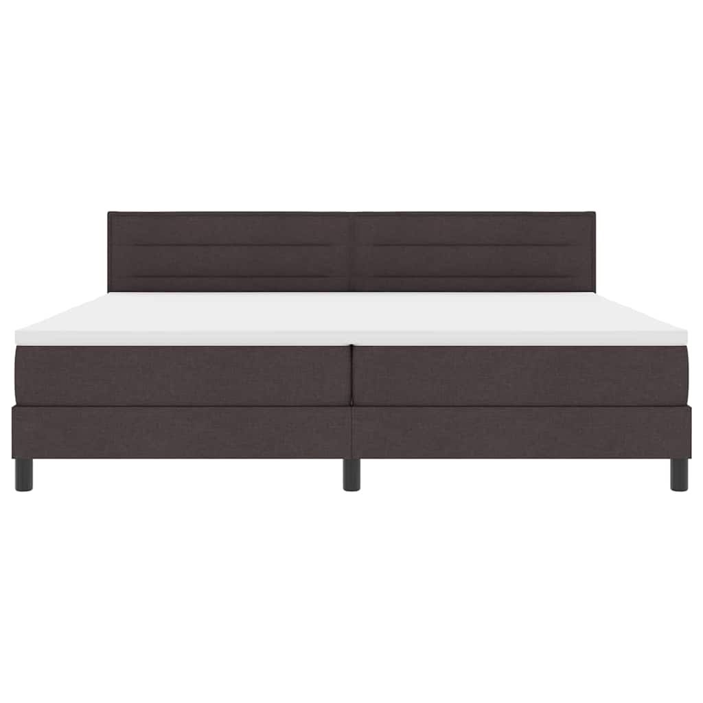 vidaXL Łóżko sprężynowe Z zagłówkiem Ciemny brąz 200 x 200 cm tkanina