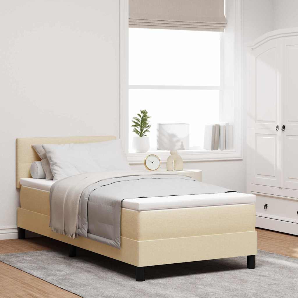 vidaXL Łóżko sprężynowe Z zagłówkiem Kremowy 80 x 200 cm tkanina