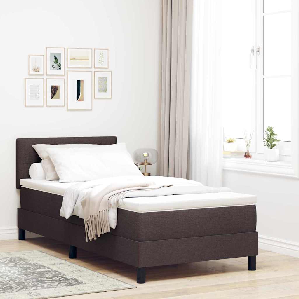 vidaXL Łóżko sprężynowe Z zagłówkiem Ciemny brąz 90 x 200 cm tkanina