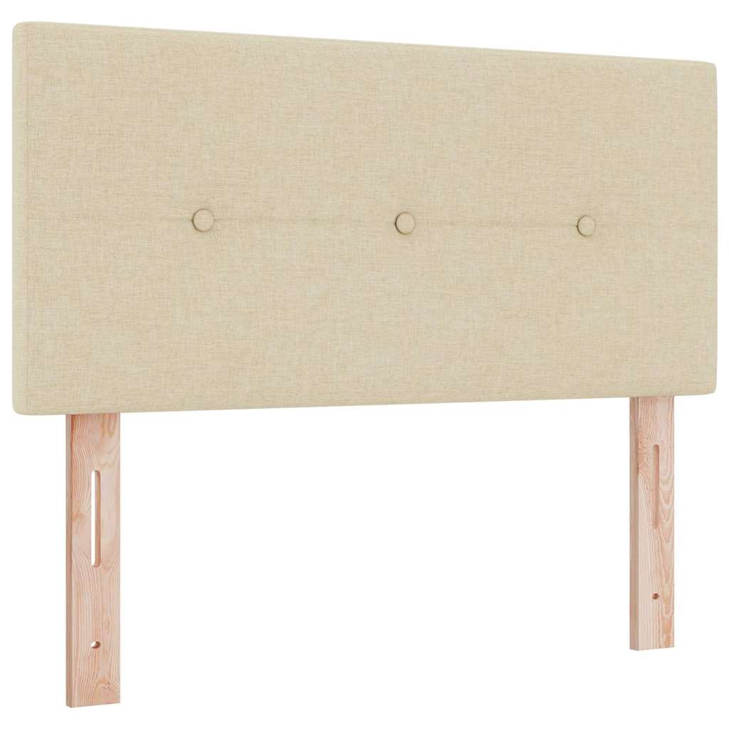 vidaXL Łóżko sprężynowe Z zagłówkiem Kremowy 90 x 200 cm tkanina