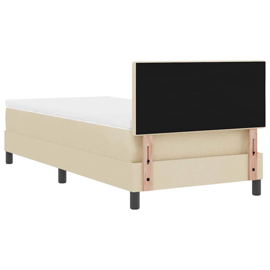 vidaXL Łóżko sprężynowe Z zagłówkiem Kremowy 90 x 200 cm tkanina