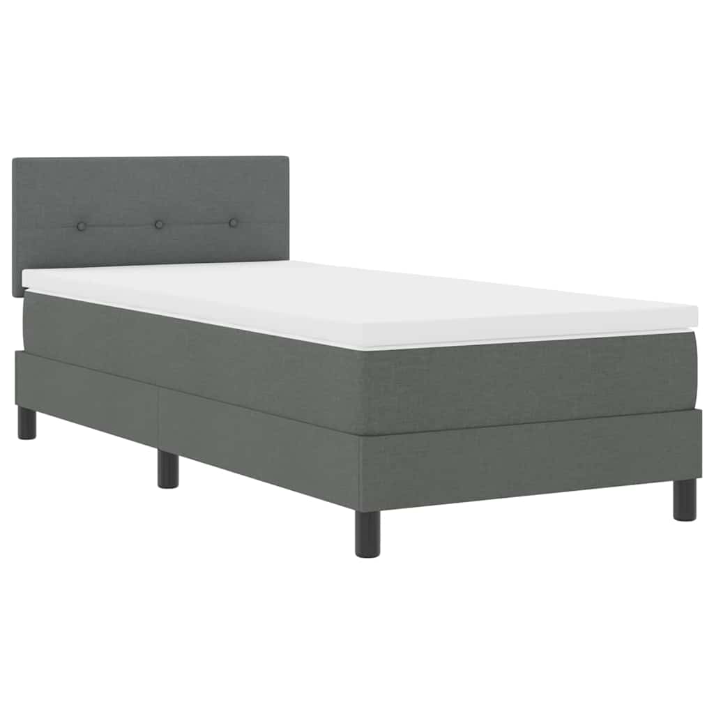 vidaXL Łóżko sprężynowe Z zagłówkiem Ciemnoszary 100 x 200 cm tkanina