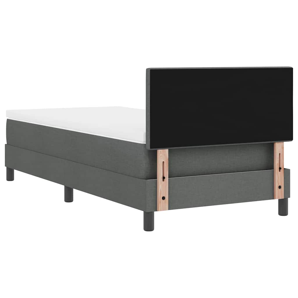 vidaXL Łóżko sprężynowe Z zagłówkiem Ciemnoszary 100 x 200 cm tkanina