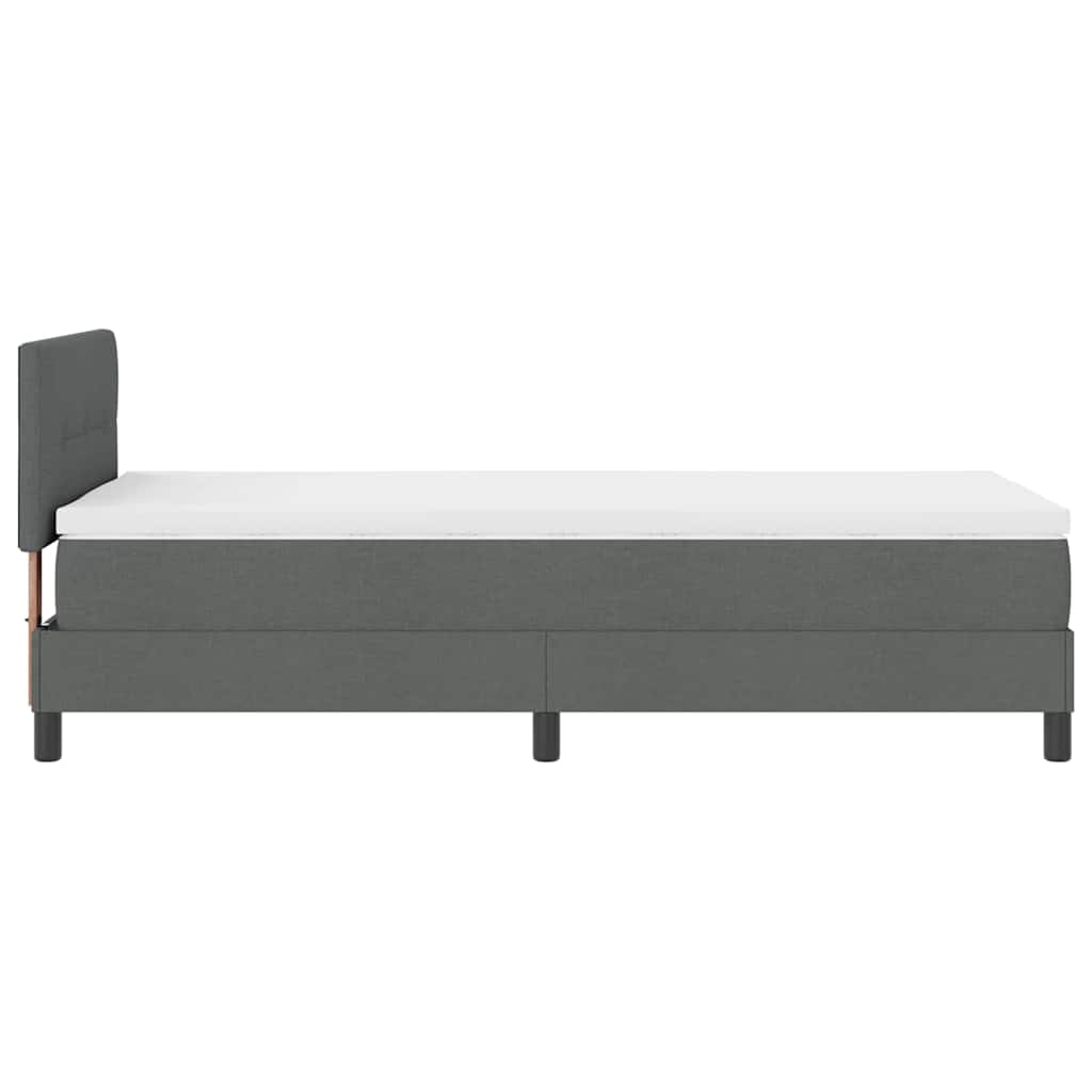 vidaXL Łóżko sprężynowe Z zagłówkiem Ciemnoszary 100 x 200 cm tkanina