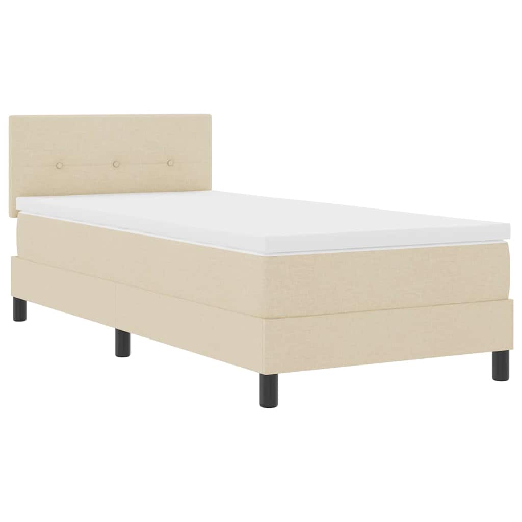 vidaXL Łóżko sprężynowe Z zagłówkiem Kremowy 100 x 200 cm tkanina