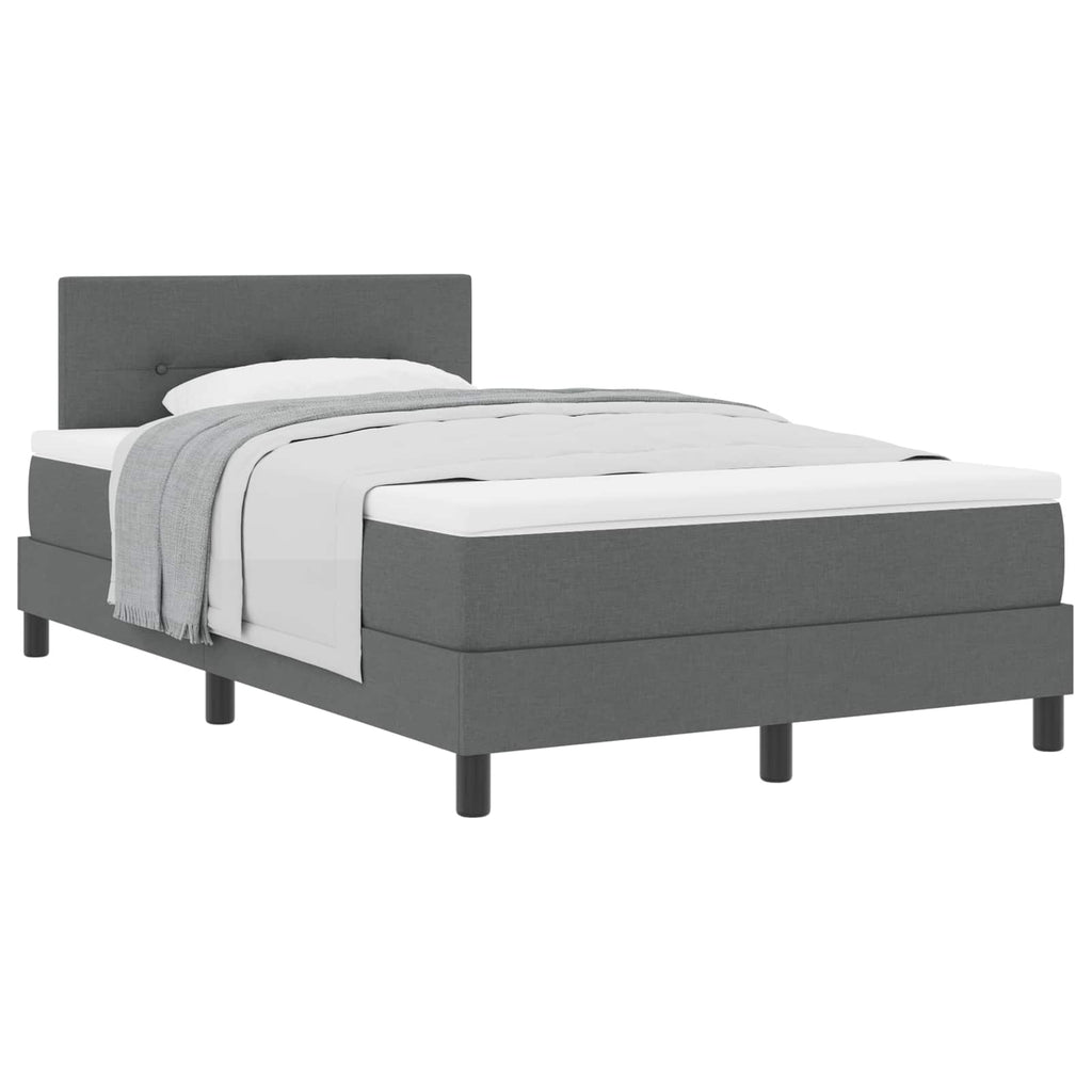 vidaXL Łóżko sprężynowe Z zagłówkiem Ciemnoszary 120 x 190 cm tkanina