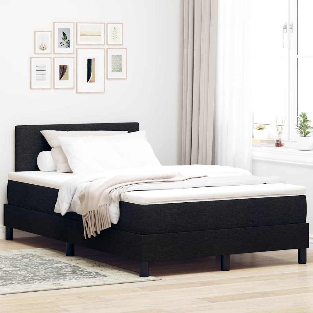 vidaXL Łóżko sprężynowe Z zagłówkiem Czarny 120 x 190 cm tkanina