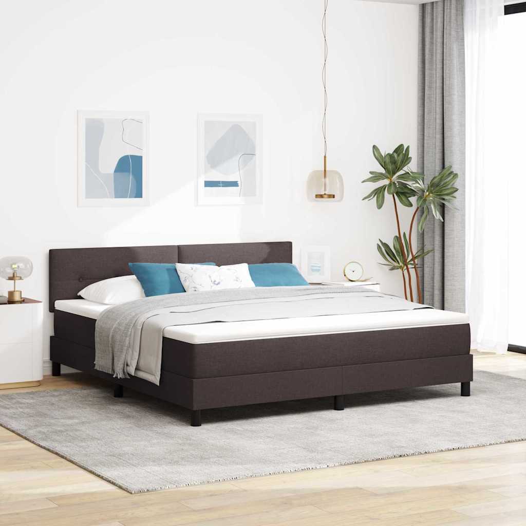 vidaXL Łóżko sprężynowe Z zagłówkiem Ciemny brąz 180 x 200 cm tkanina