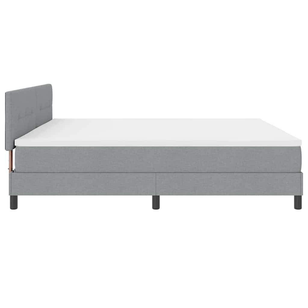 vidaXL Łóżko sprężynowe Z zagłówkiem Jasnoszary 200 x 200 cm tkanina