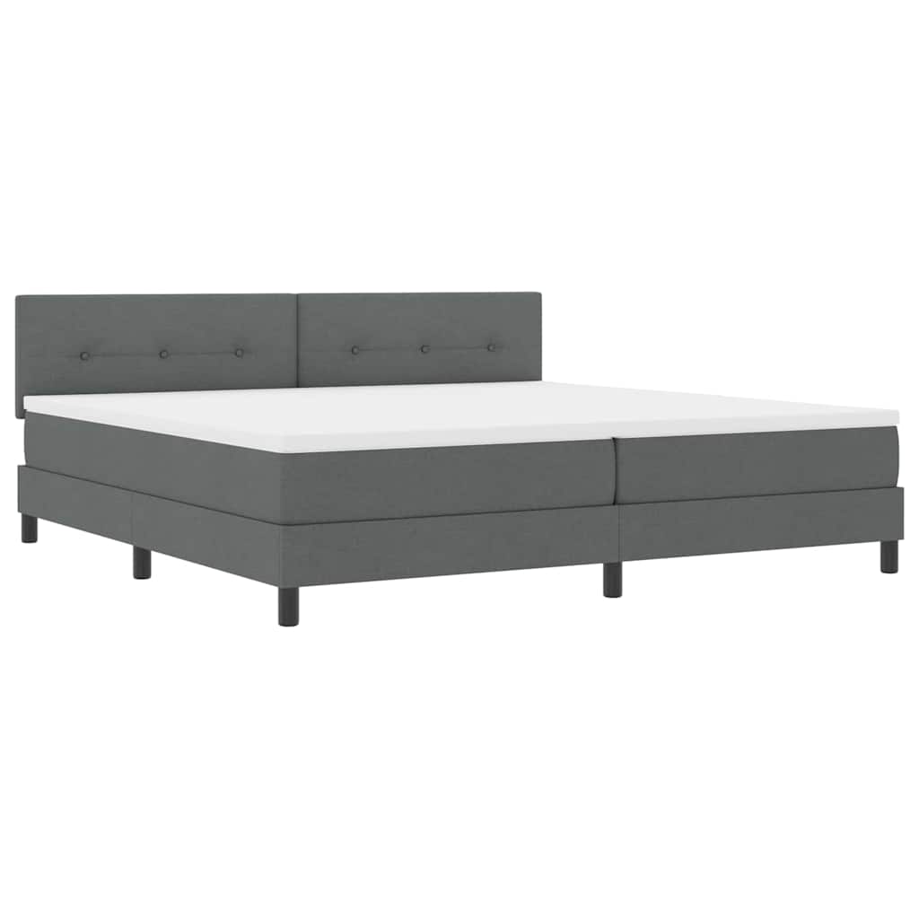 vidaXL Łóżko sprężynowe Z zagłówkiem Ciemnoszary 200 x 200 cm tkanina