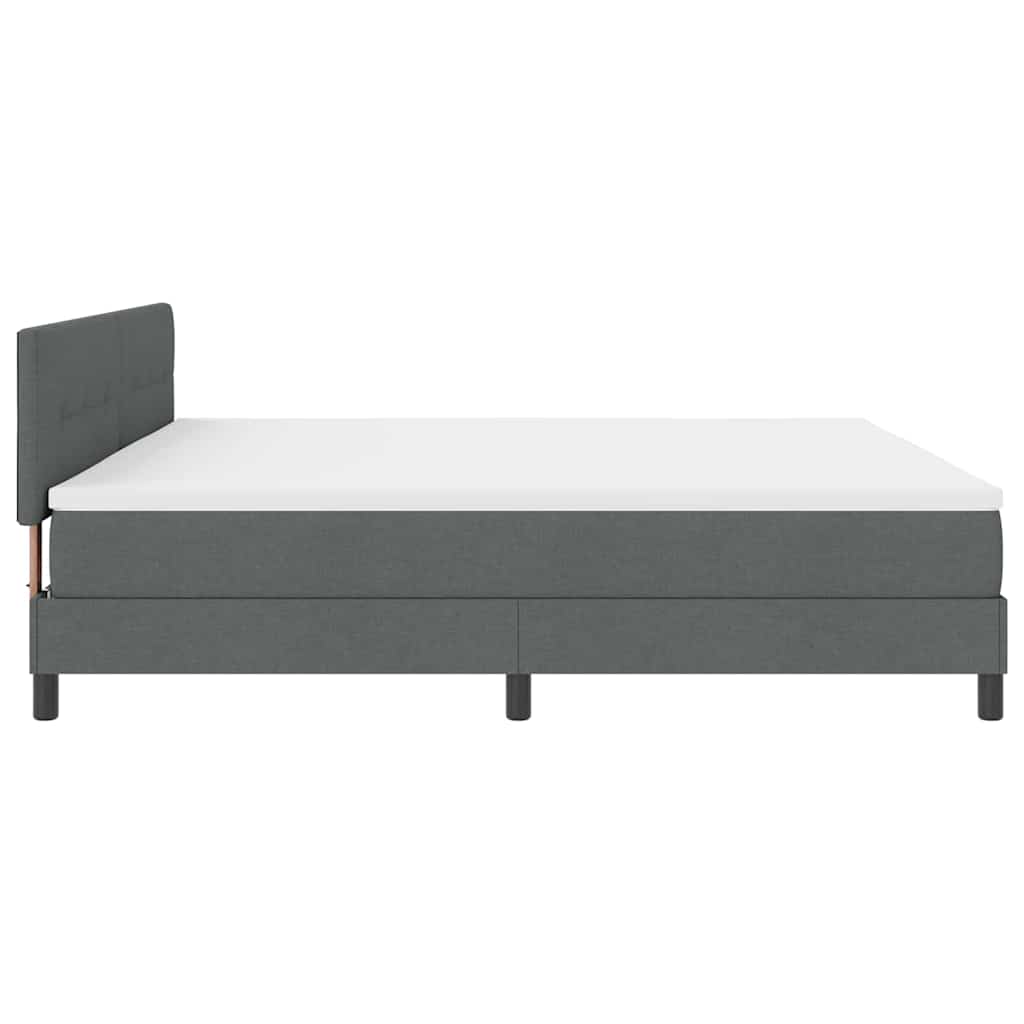vidaXL Łóżko sprężynowe Z zagłówkiem Ciemnoszary 200 x 200 cm tkanina