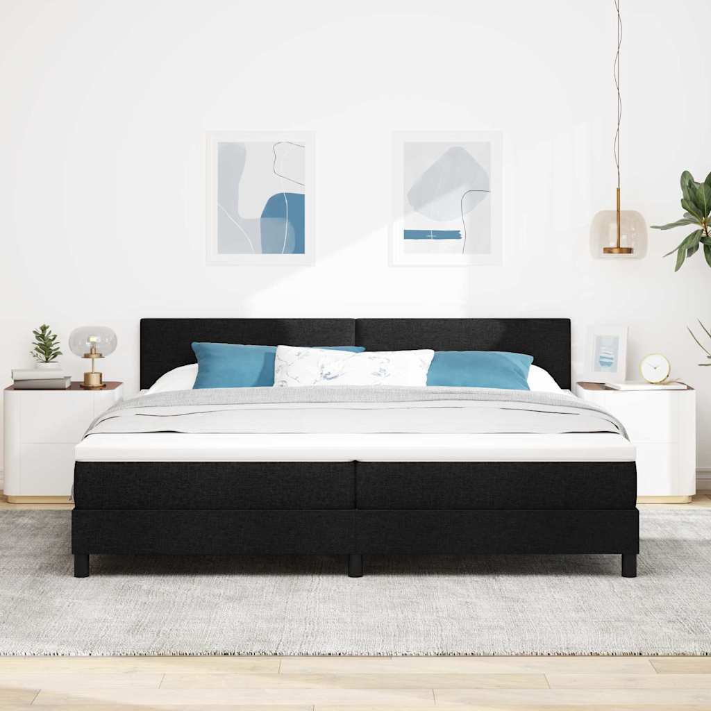 vidaXL Łóżko sprężynowe Z zagłówkiem Czarny 200 x 200 cm tkanina