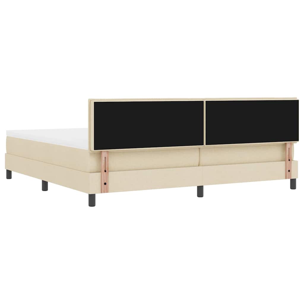 vidaXL Łóżko sprężynowe Z zagłówkiem Kremowy 200 x 200 cm tkanina