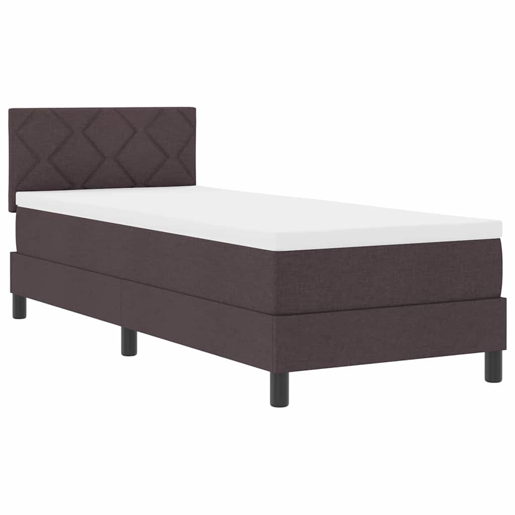 vidaXL Łóżko sprężynowe Z zagłówkiem Ciemny brąz 80 x 200 cm tkanina