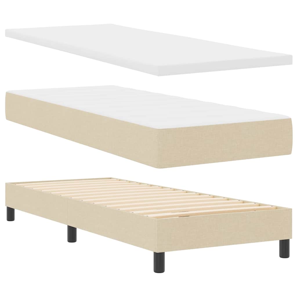 vidaXL Łóżko sprężynowe z materacem Kremowy 80 x 200 cm tkanina