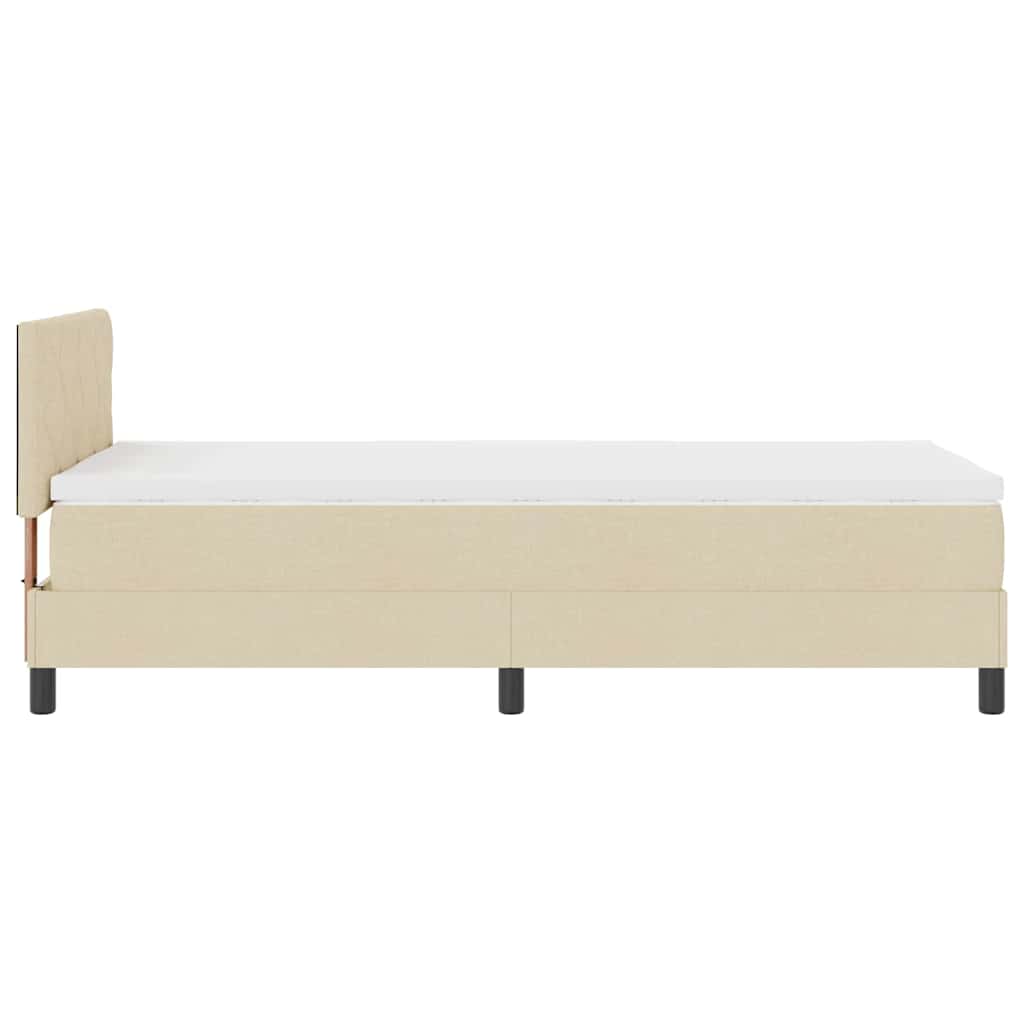 vidaXL Łóżko sprężynowe Z zagłówkiem Kremowy 90 x 190 cm tkanina