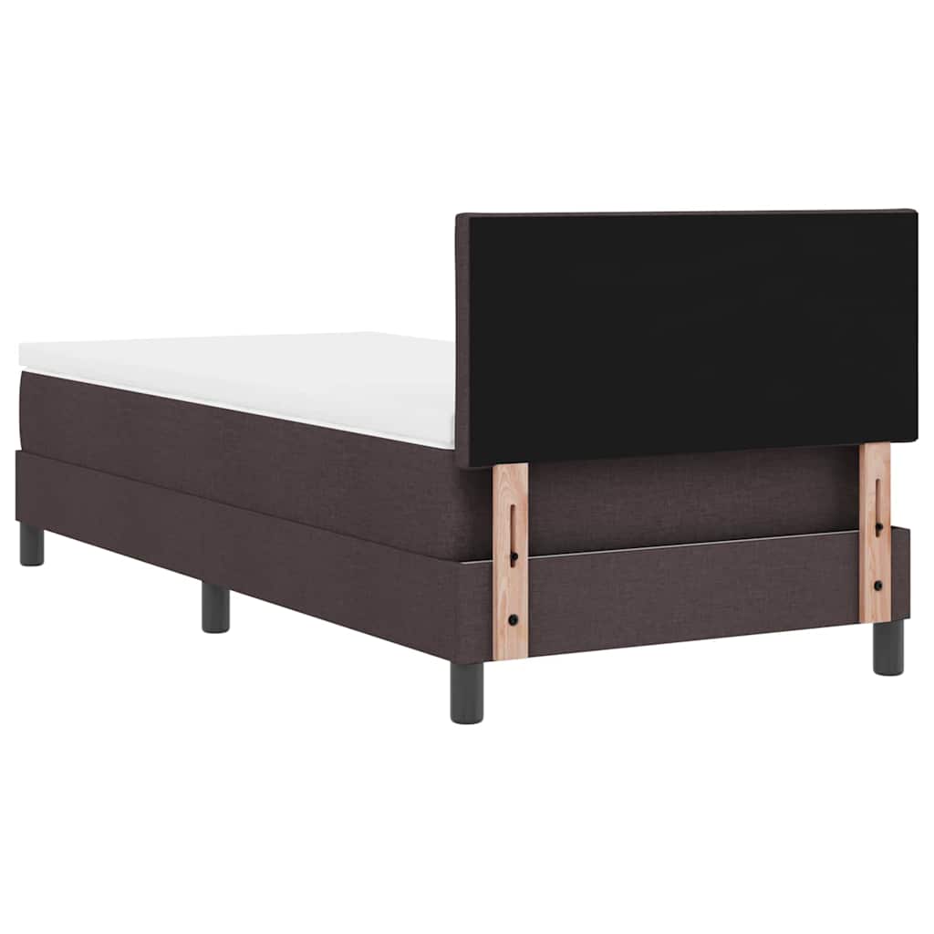 vidaXL Łóżko sprężynowe Z zagłówkiem Ciemny brąz 90 x 200 cm tkanina