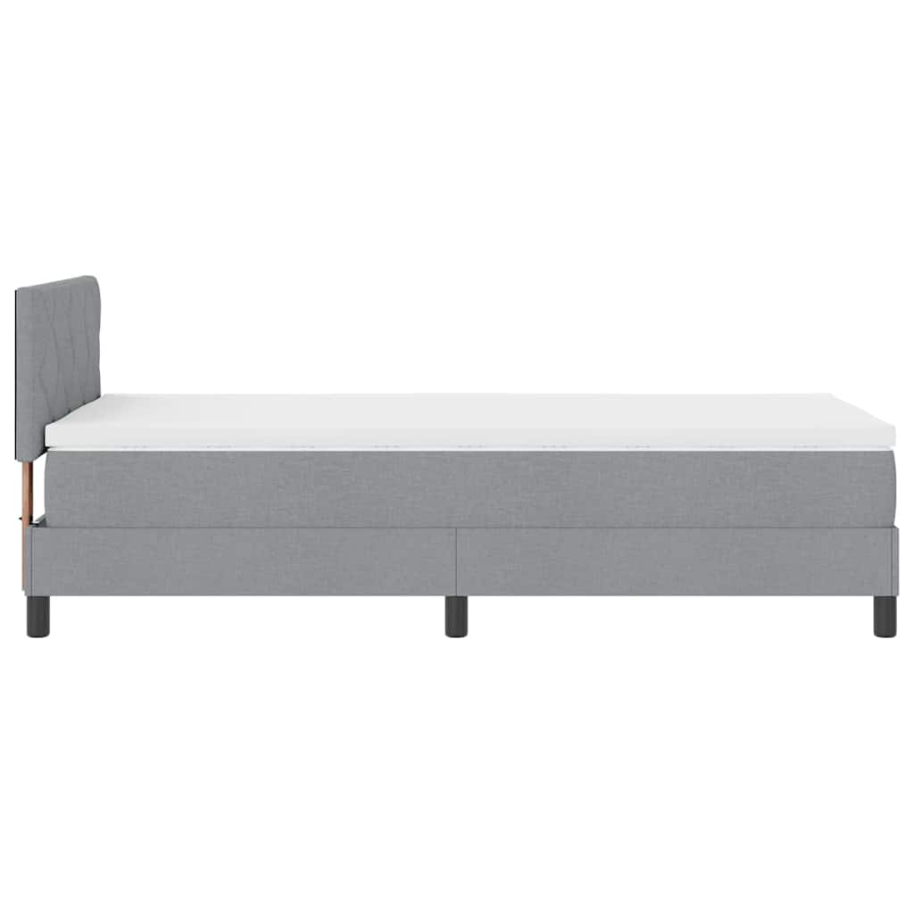 vidaXL Łóżko sprężynowe Z zagłówkiem Jasnoszary 100 x 200 cm tkanina