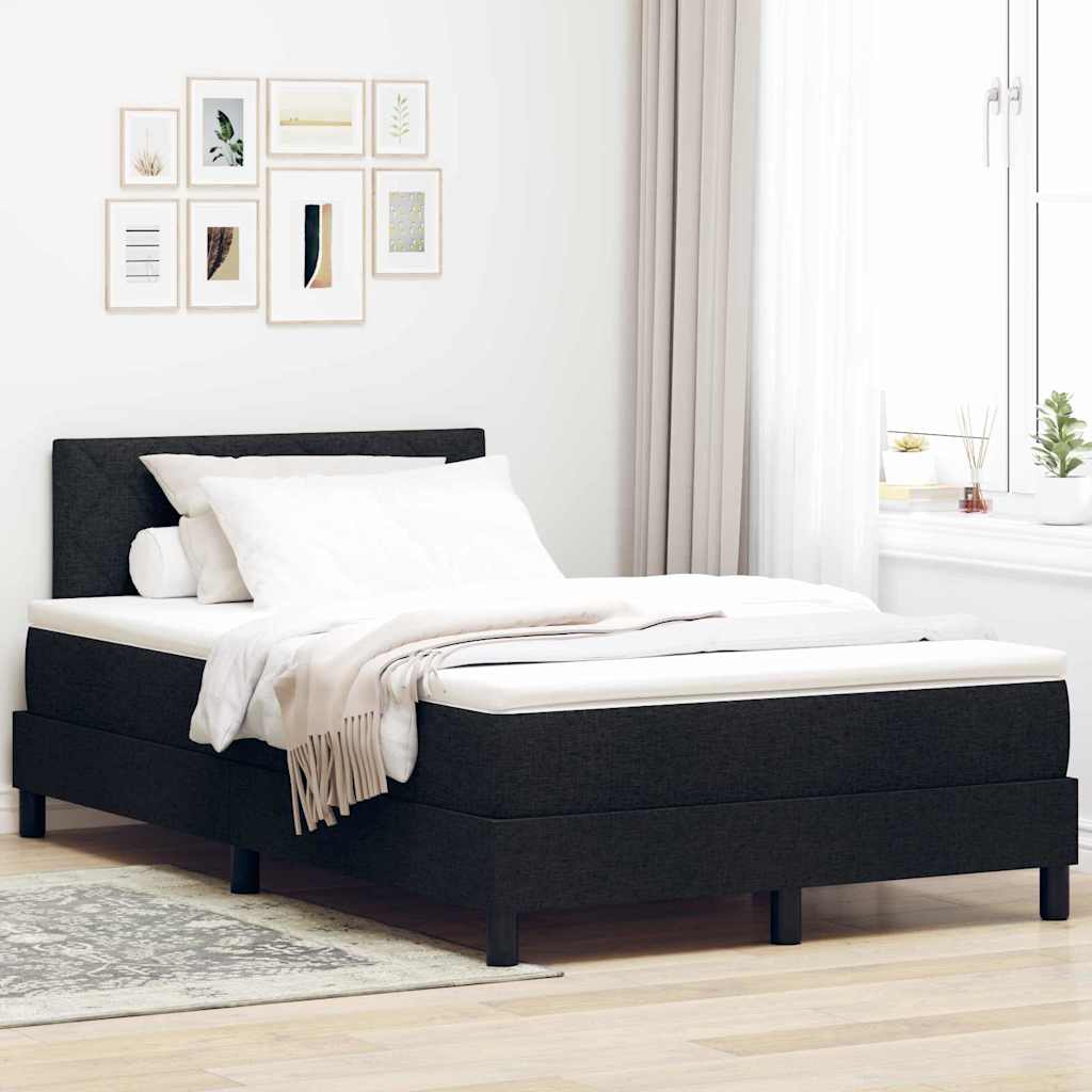 vidaXL Łóżko sprężynowe Z zagłówkiem Czarny 120 x 190 cm tkanina