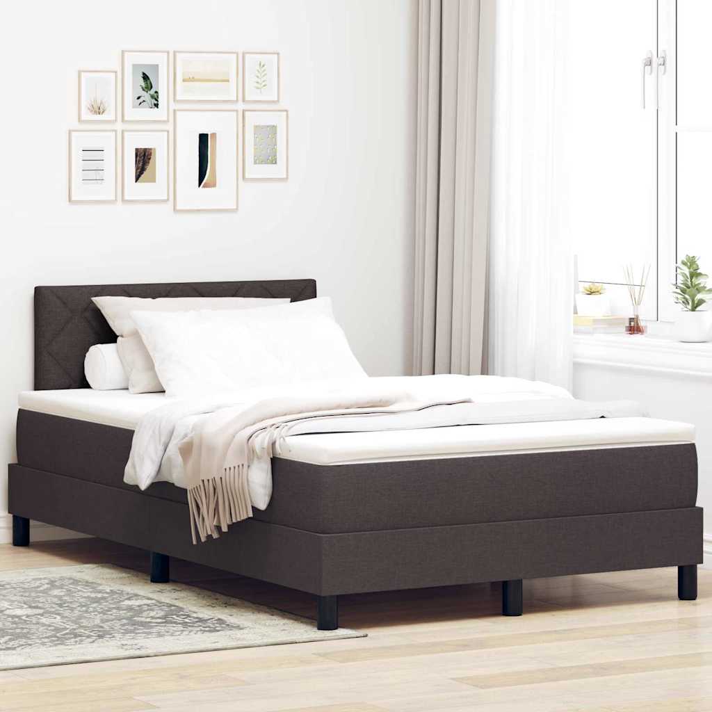 vidaXL Łóżko sprężynowe z poduszką Ciemny brąz 120 x 200 cm tkanina