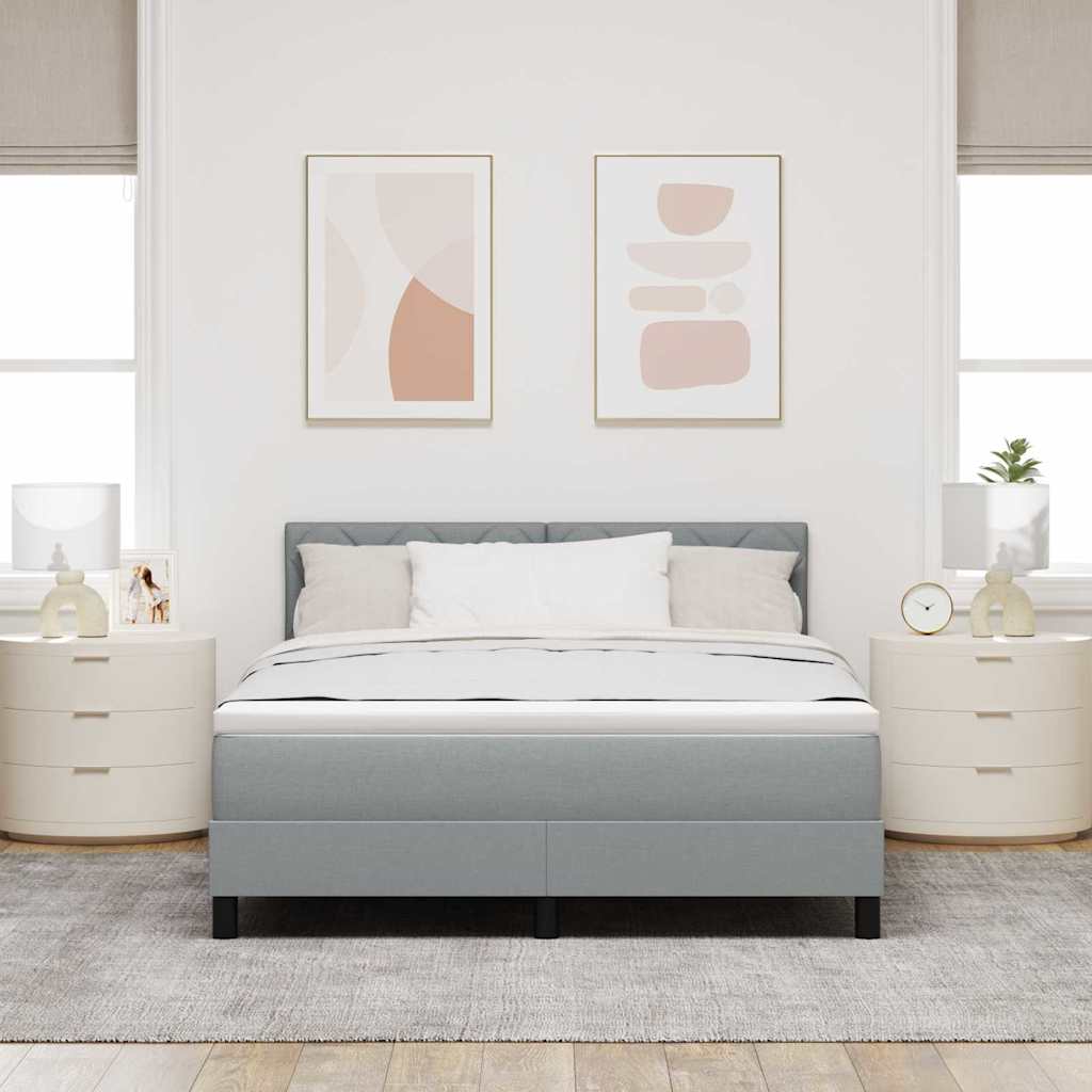 vidaXL Łóżko sprężynowe Z zagłówkiem Jasnoszary 140 x 200 cm tkanina