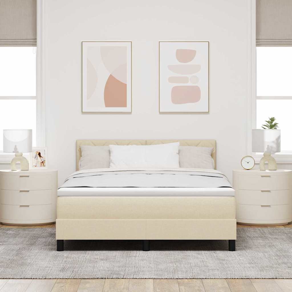 vidaXL Łóżko sprężynowe z poduszką Kremowy 160 x 200 cm tkanina