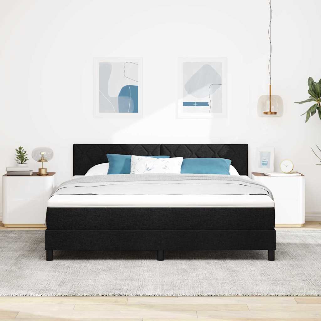 vidaXL Łóżko sprężynowe Z zagłówkiem Czarny 180 x 200 cm tkanina