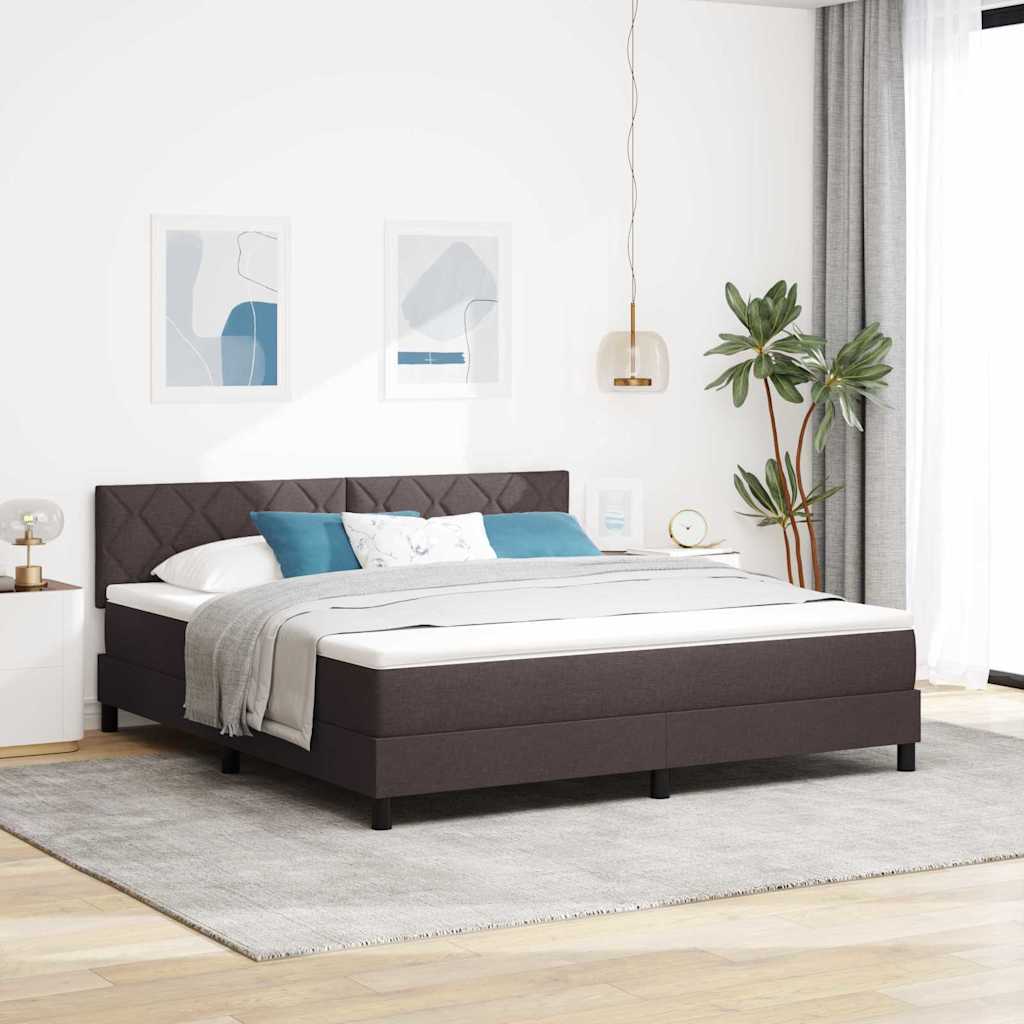 vidaXL Łóżko sprężynowe z poduszką Ciemny brąz 180 x 200 cm tkanina