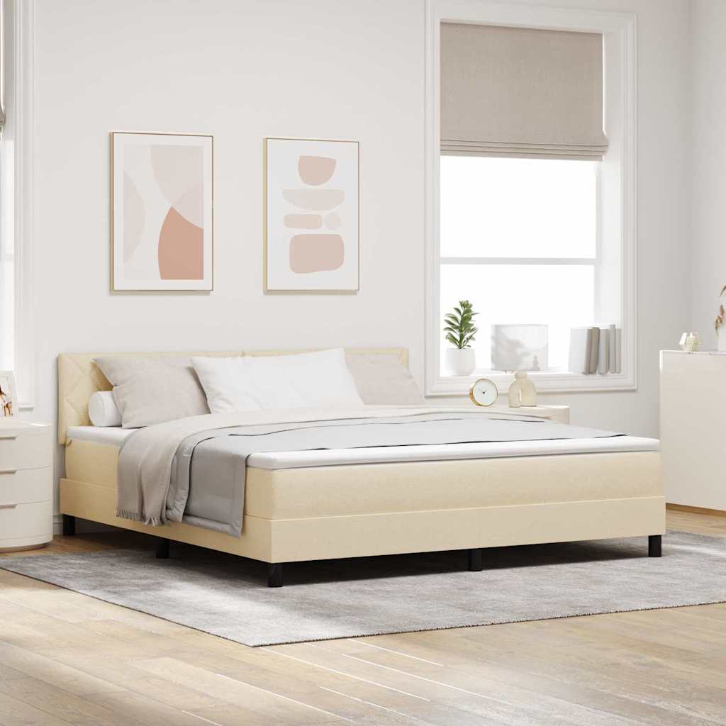 vidaXL Łóżko sprężynowe z poduszką Kremowy 180 x 200 cm tkanina