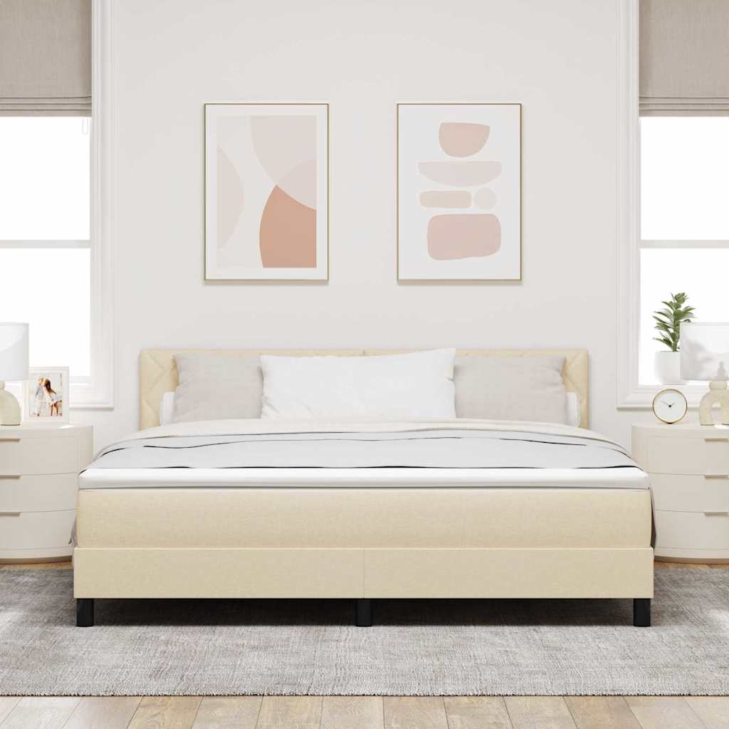 vidaXL Łóżko sprężynowe z poduszką Kremowy 180 x 200 cm tkanina