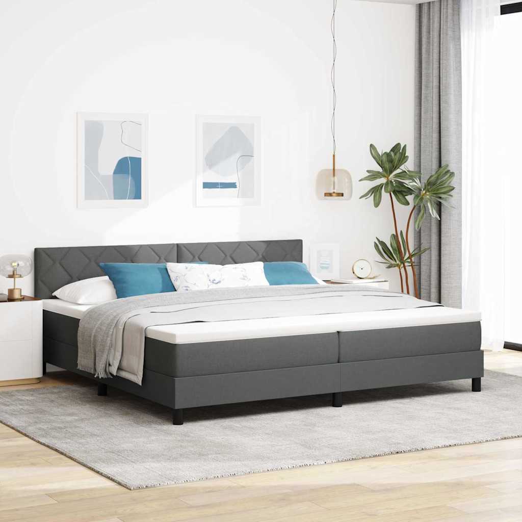 vidaXL Łóżko sprężynowe z poduszką Ciemnoszary 200 x 200 cm tkanina