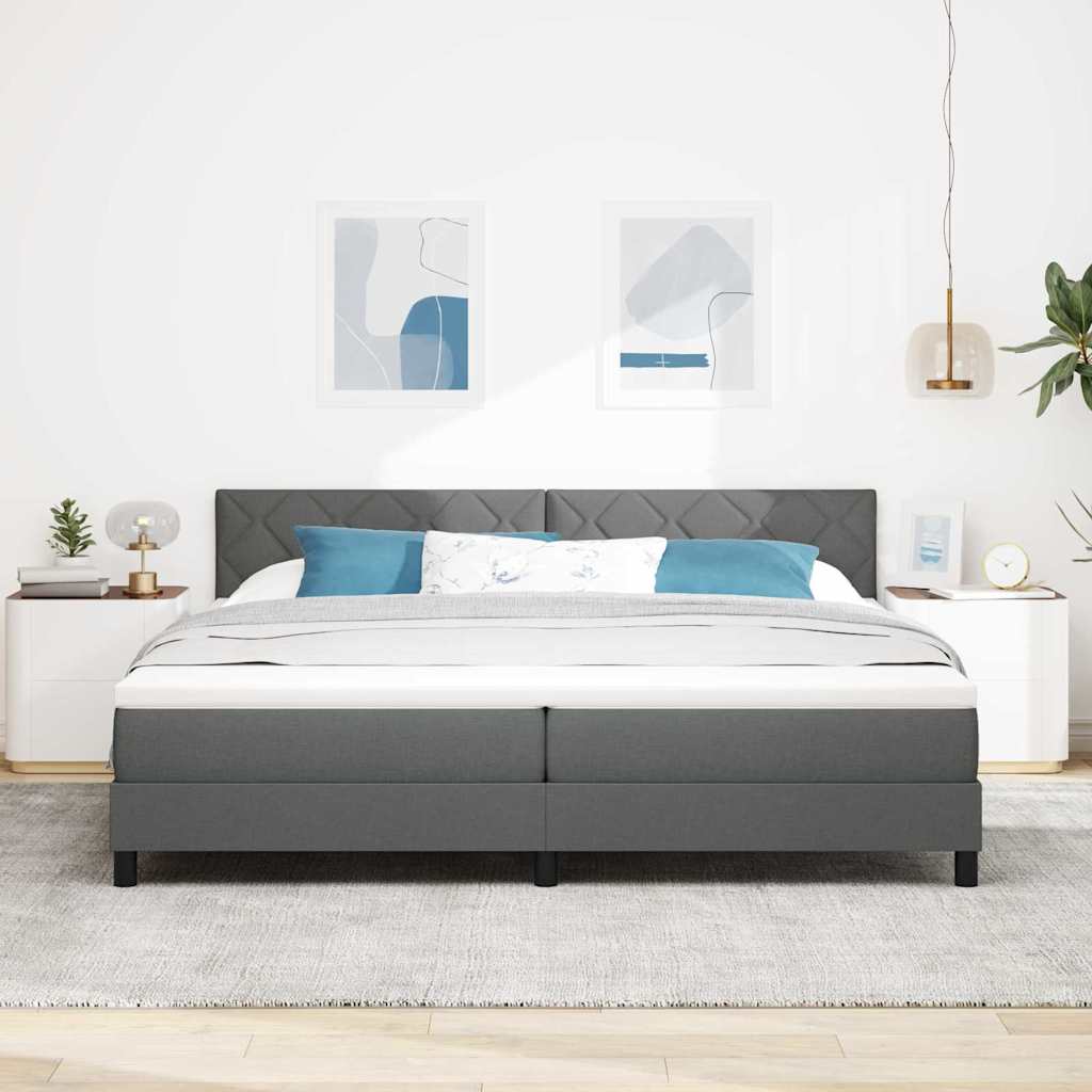 vidaXL Łóżko sprężynowe z poduszką Ciemnoszary 200 x 200 cm tkanina