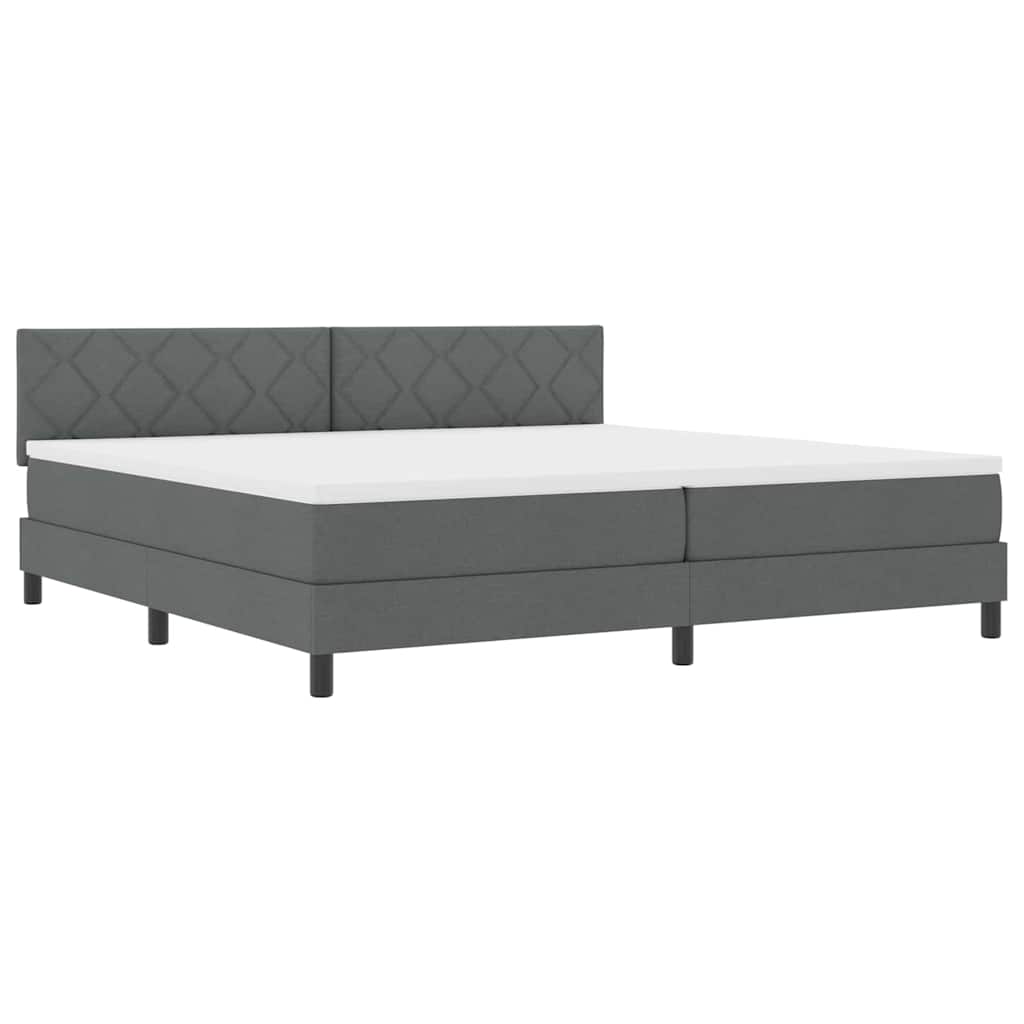 vidaXL Łóżko sprężynowe z poduszką Ciemnoszary 200 x 200 cm tkanina