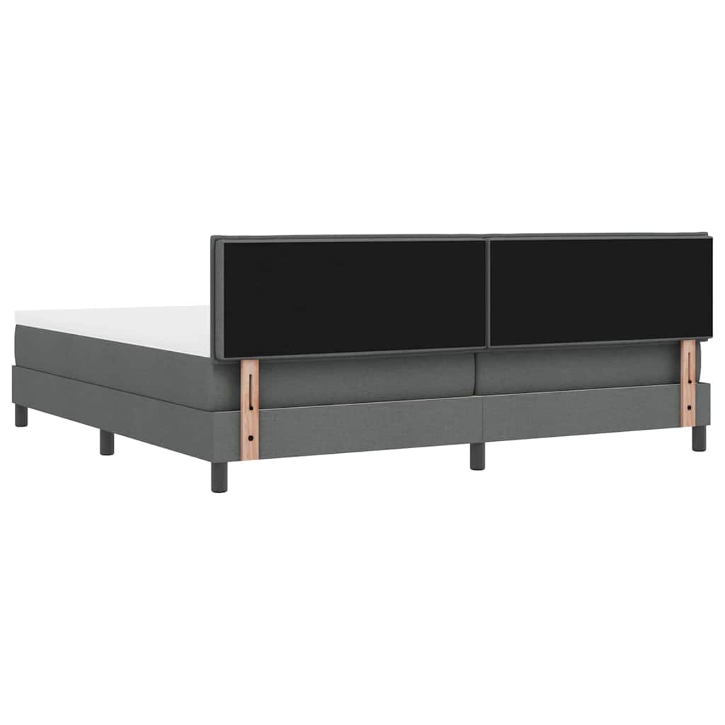 vidaXL Łóżko sprężynowe z poduszką Ciemnoszary 200 x 200 cm tkanina