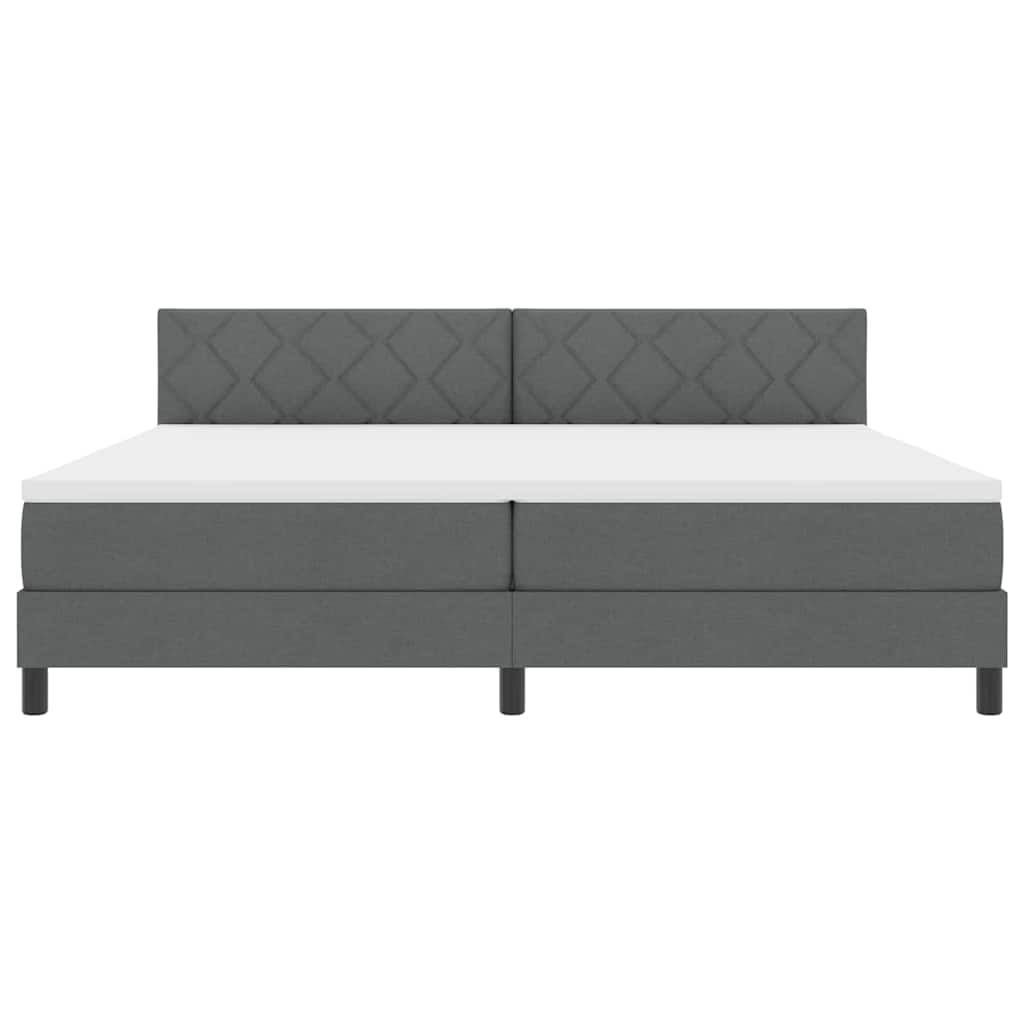vidaXL Łóżko sprężynowe z poduszką Ciemnoszary 200 x 200 cm tkanina