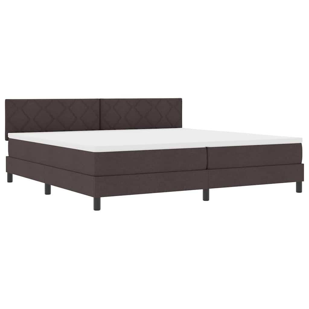 vidaXL Łóżko sprężynowe Z zagłówkiem Ciemny brąz 200 x 200 cm tkanina