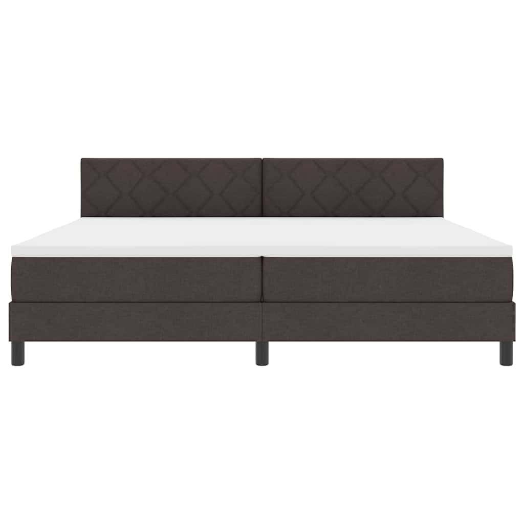 vidaXL Łóżko sprężynowe Z zagłówkiem Ciemny brąz 200 x 200 cm tkanina