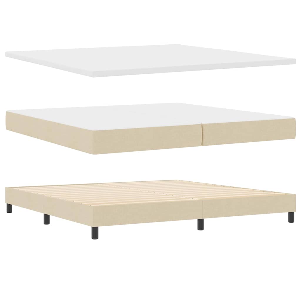 vidaXL Łóżko sprężynowe Z zagłówkiem Kremowy 200 x 200 cm tkanina
