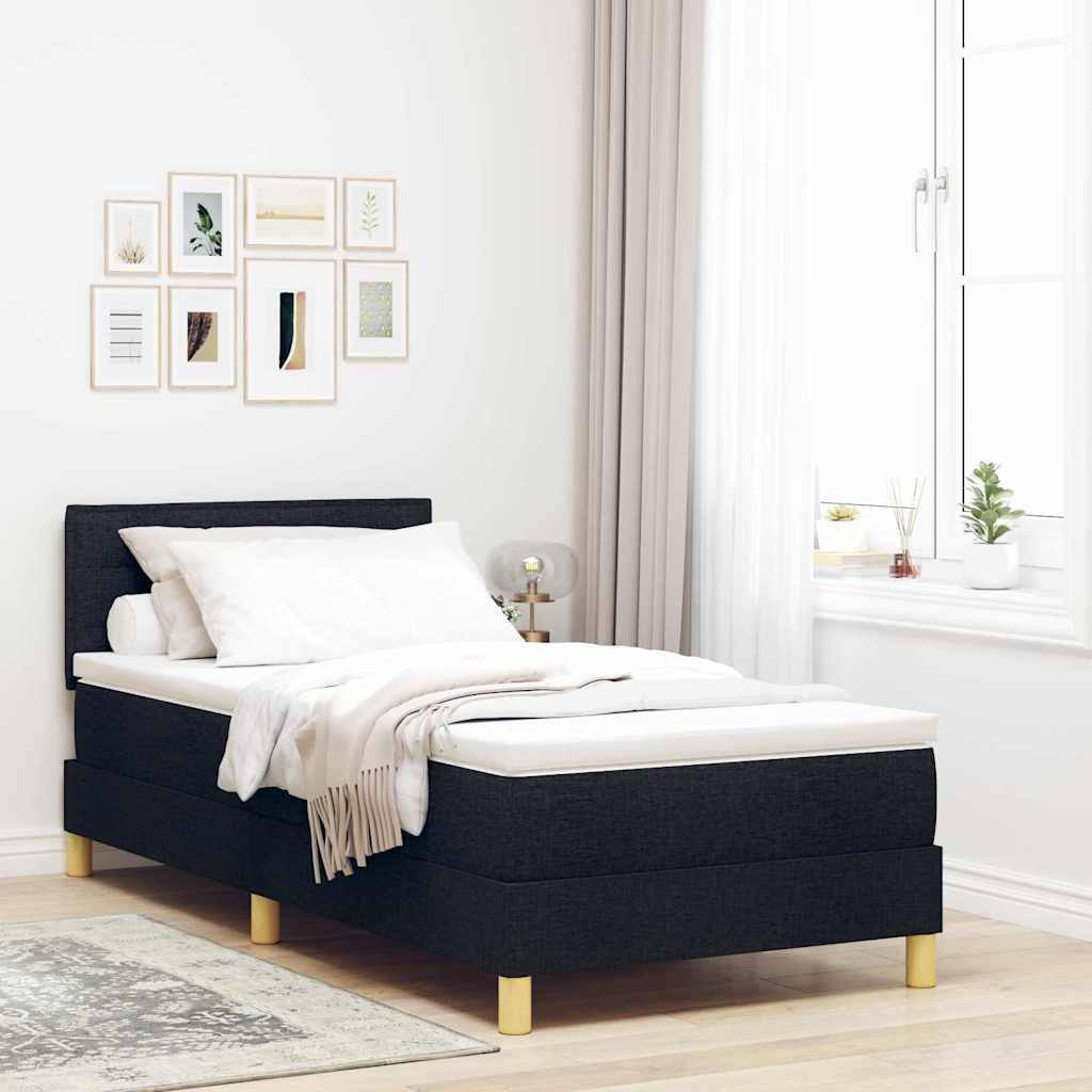 vidaXL Łóżko sprężynowe z poduszką Czarny 80 x 200 cm tkanina