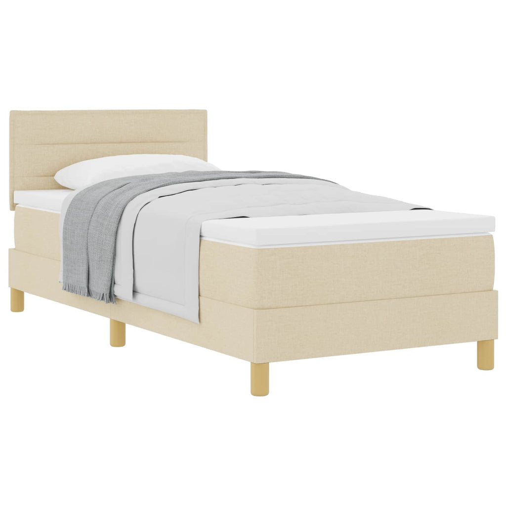 vidaXL Łóżko sprężynowe z poduszką Kremowy 80 x 200 cm tkanina
