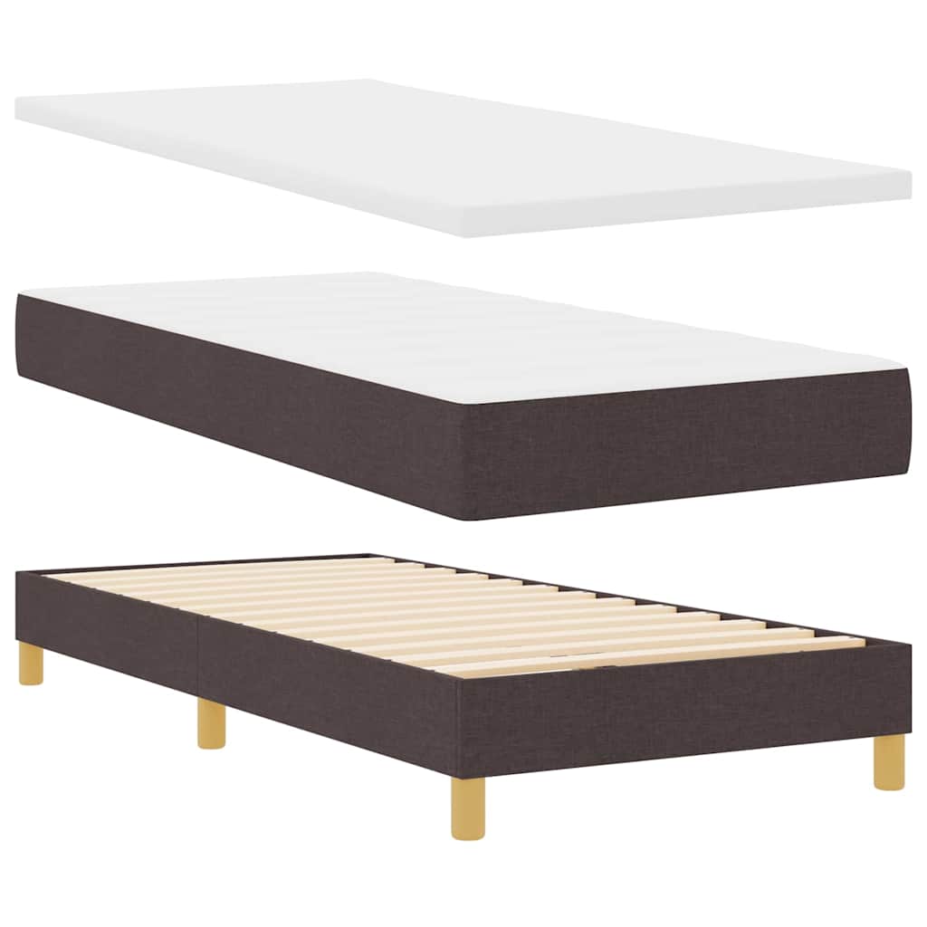 vidaXL Łóżko sprężynowe z poduszką Ciemny brąz 90 x 200 cm tkanina