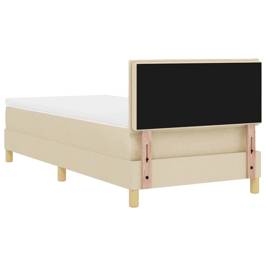 vidaXL Łóżko sprężynowe z poduszką Kremowy 100 x 200 cm tkanina