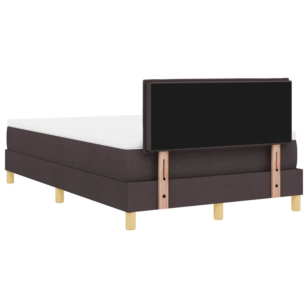 vidaXL Łóżko sprężynowe z poduszką Ciemny brąz 120 x 200 cm tkanina