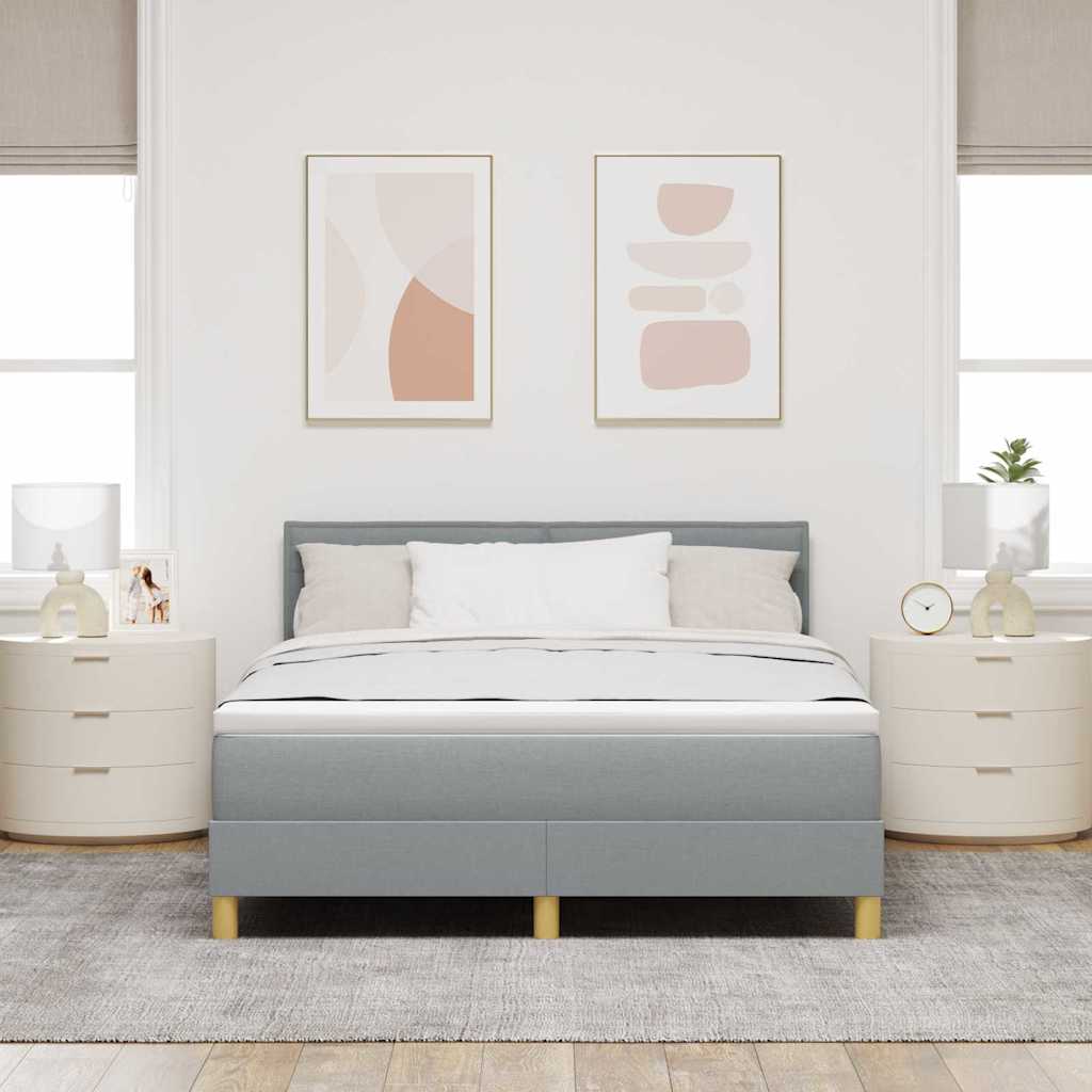 vidaXL Łóżko sprężynowe z poduszką Jasnoszary 140 x 190 cm tkanina