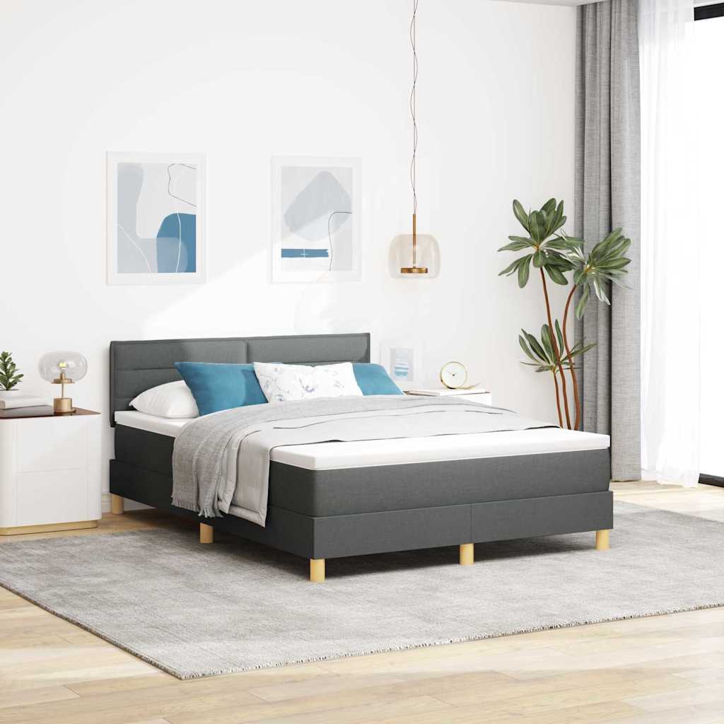 vidaXL Łóżko sprężynowe z poduszką Ciemnoszary 140 x 200 cm tkanina