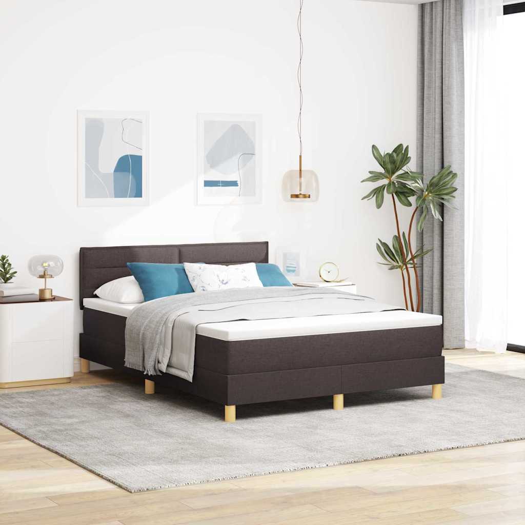 vidaXL Łóżko sprężynowe z poduszką Ciemny brąz 140 x 200 cm tkanina
